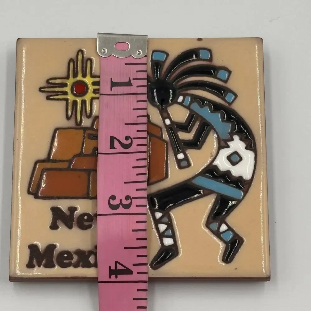 New Mexico Land of Enchantment Ceramic Tile Coaster Desert Zia Kokopelli Decor
